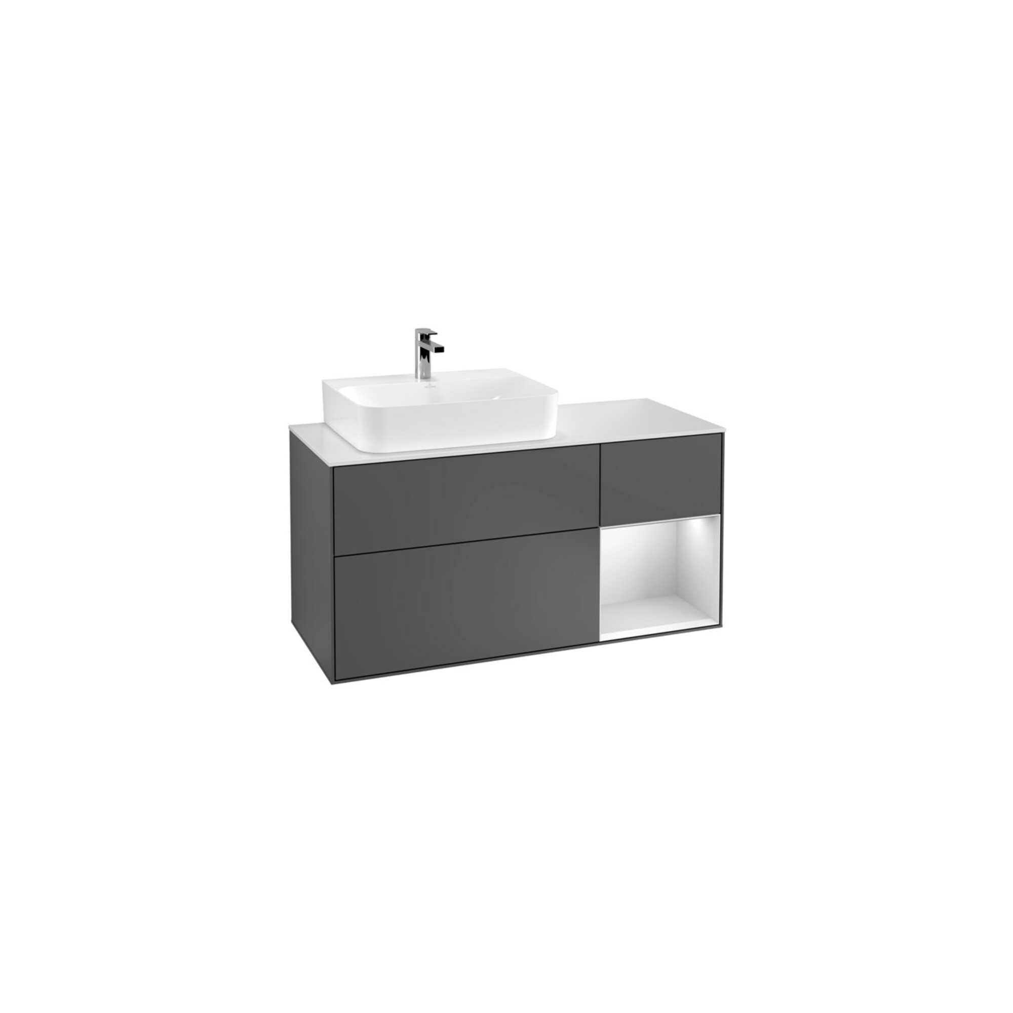 V&B Waschtischunterschrank Wandbeleuchtung Finion 120cm, Pl w m, Rg l w m Lac, Anthrac. m ; Villeroy & Boch
