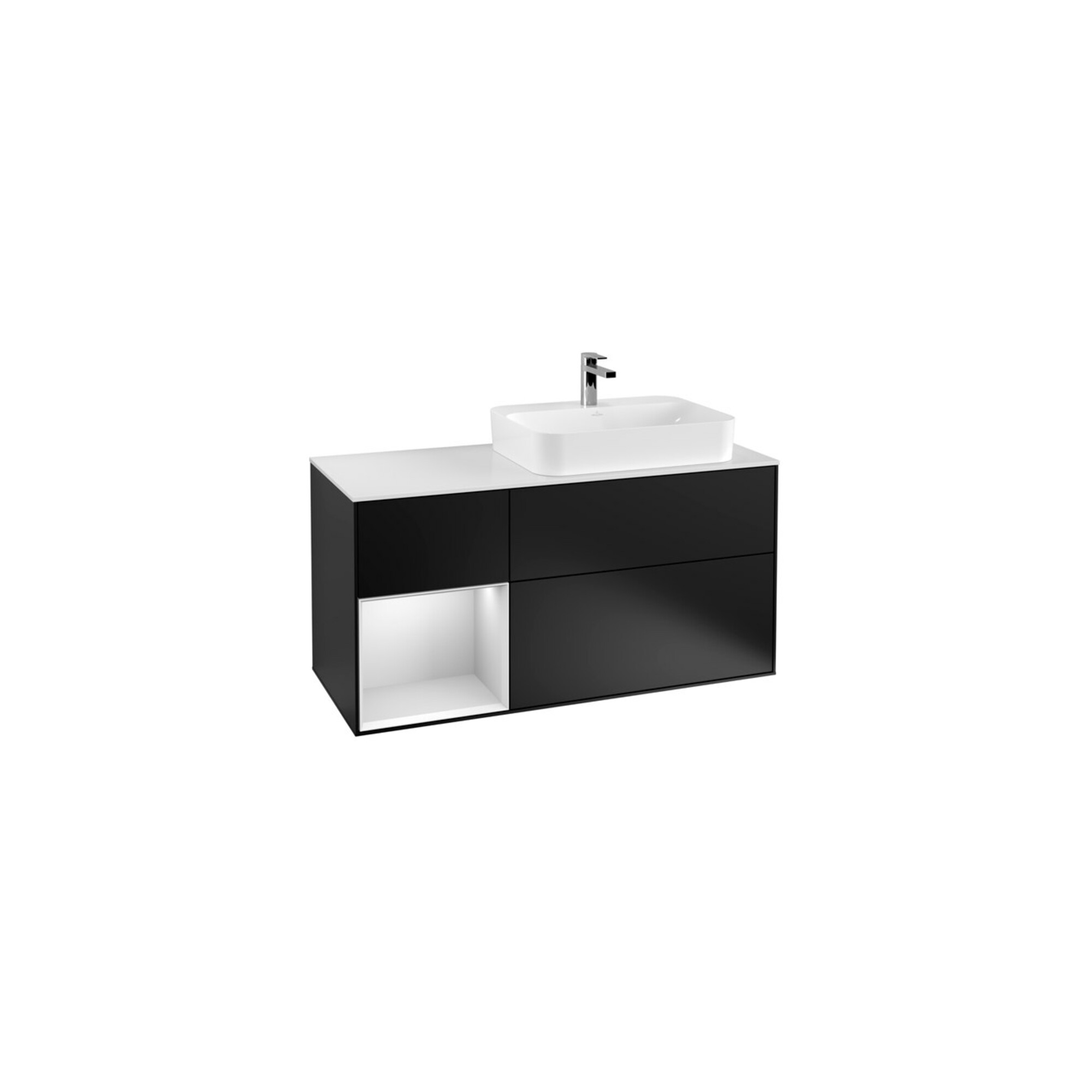 V&B Waschtischunterschrank Wandbeleuchtung Finion 120cm, Pl w m, Rg l wh. m Lac, bla m Lac ; Villeroy & Boch