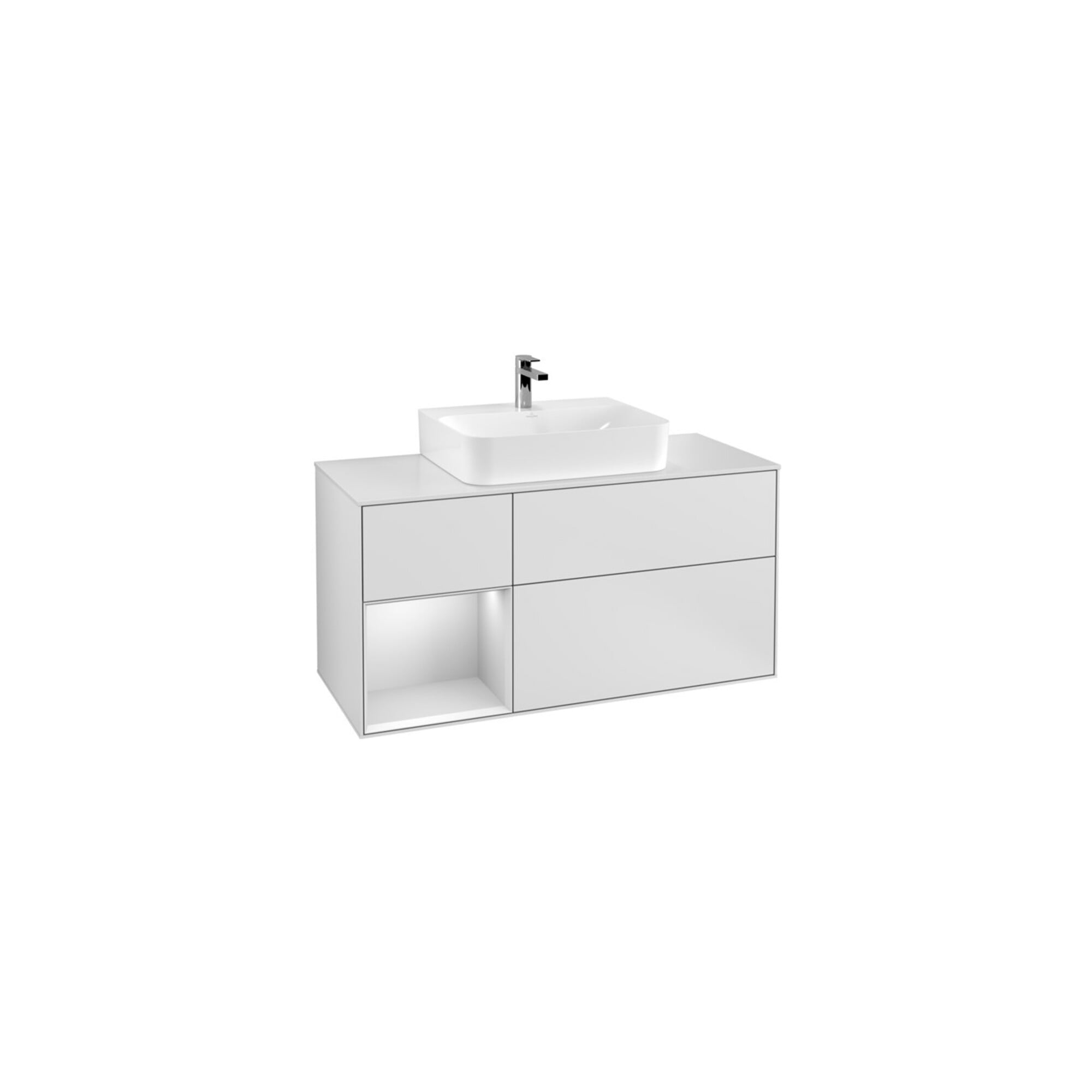 V&B Waschtischunterschrank Wandbeleuchtung Finion 120cm, Pl w m, Rg l wh. m Lac, wh. m Lac ; Villeroy & Boch