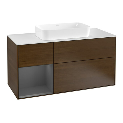 V&B Waschtischunterschrank Wandbeleuchtung Finion 120cm, Pl w m, Rg li Anthrac. m, wal ven