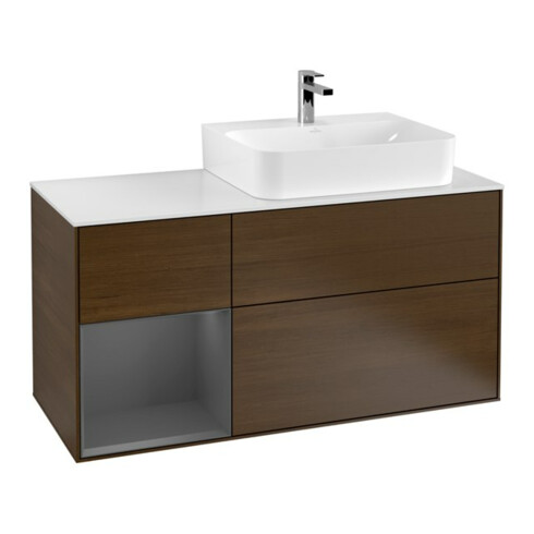 V&B Waschtischunterschrank Wandbeleuchtung Finion 120cm, Pl w m, Rg li Anthrac. m, wal ven