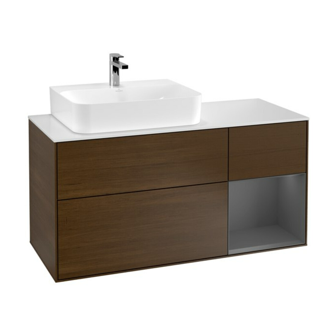 V&B Waschtischunterschrank Wandbeleuchtung Finion 120cm, Pl w m, Rg li Anthrac. m, wal ven