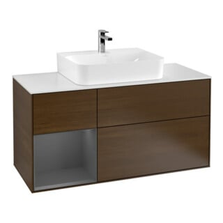 V&B Waschtischunterschrank Wandbeleuchtung Finion 120cm, Pl w m, Rg li Anthrac. m, wal ven