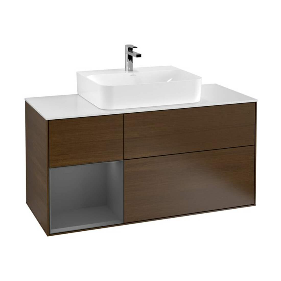 V&B Waschtischunterschrank Wandbeleuchtung Finion 120cm, Pl w m, Rg li Anthrac. m, wal ven