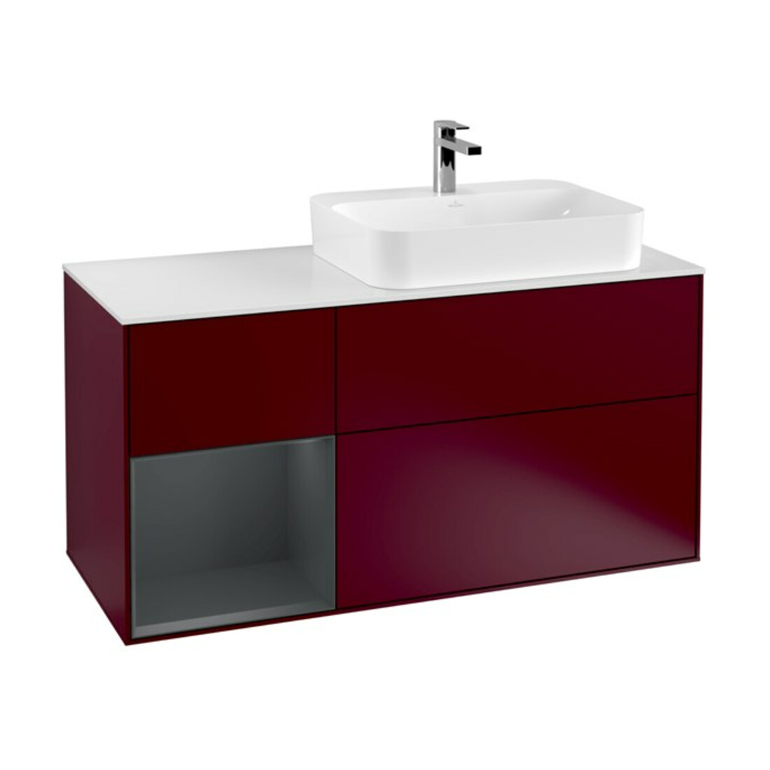 V&B Waschtischunterschrank Wandbeleuchtung Finion 120cm, Pl w m, Rg li md bl. m Lac, Peo m