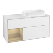 V&B Waschtischunterschrank Wandbeleuchtung Finion 120cm, Pl w m, Rg li Oa ven, glo wh. Lac