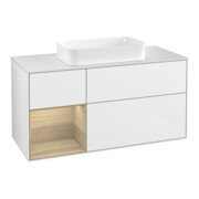 V&B Waschtischunterschrank Wandbeleuchtung Finion 120cm, Pl w m, Rg li Oa ven, glo wh. Lac