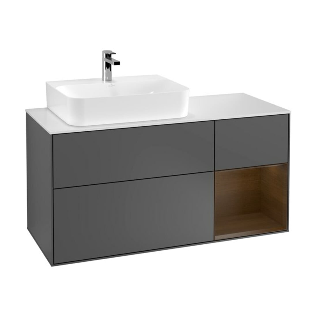 V&B Waschtischunterschrank Wandbeleuchtung Finion 120cm, Pl w m, Rg li wal ven, Anthrac. m