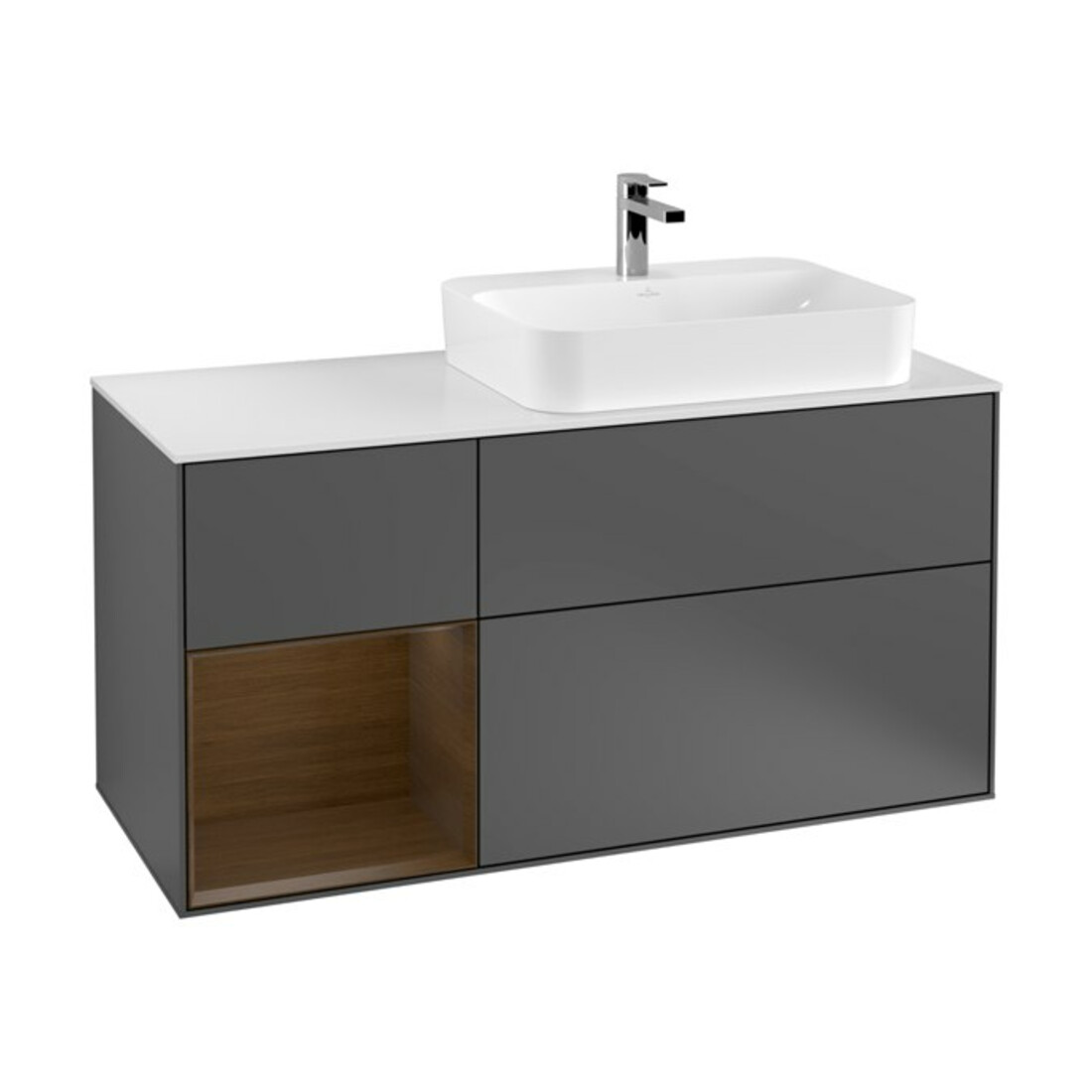 V&B Waschtischunterschrank Wandbeleuchtung Finion 120cm, Pl w m, Rg li wal ven, Anthrac. m
