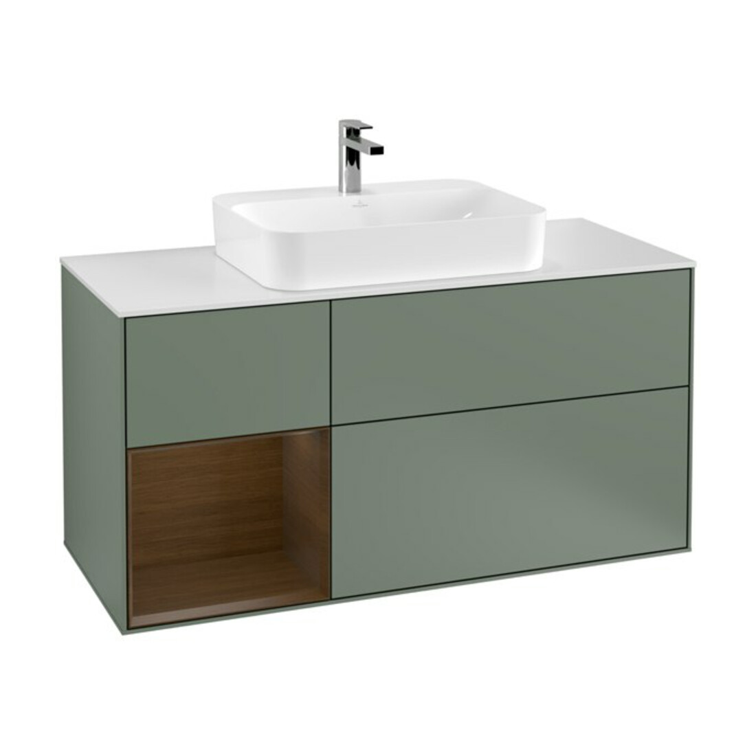V&B Waschtischunterschrank Wandbeleuchtung Finion 120cm, Pl w m, Rg li wal ven, Oli. m Lac
