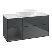 V&B Waschtischunterschrank Wandbeleuchtung Finion 120cm, Pl w m, Rg md m Lac, md bl. m Lac
