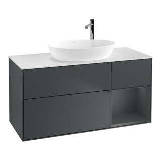 V&B Waschtischunterschrank Wandbeleuchtung Finion 120cm, Pl w m, Rg md m Lac, md bl. m Lac