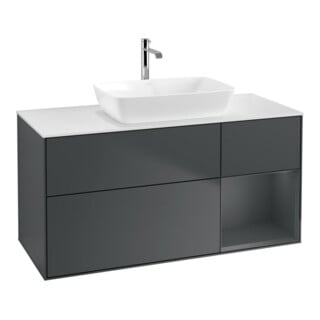 V&B Waschtischunterschrank Wandbeleuchtung Finion 120cm, Pl w m, Rg md m Lac, md bl. m Lac