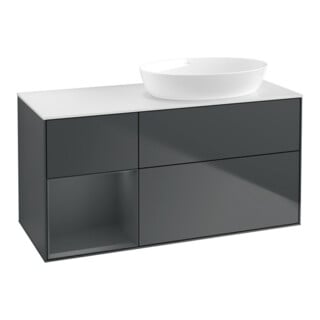 V&B Waschtischunterschrank Wandbeleuchtung Finion 120cm, Pl w m, Rg md m Lac, md bl. m Lac