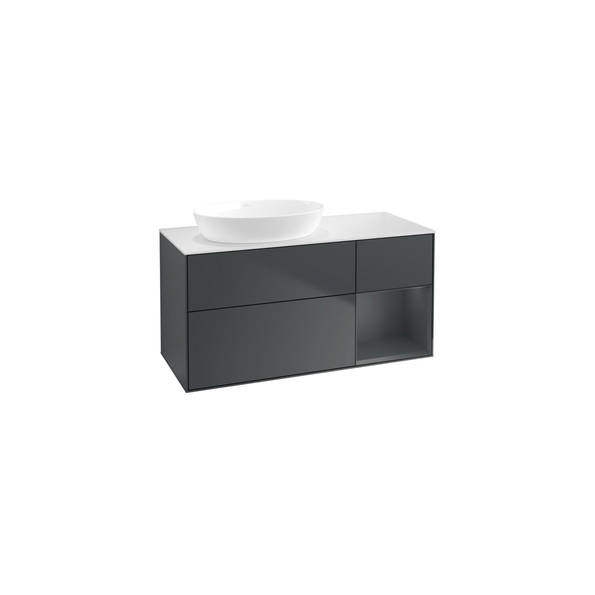 V&B Waschtischunterschrank Wandbeleuchtung Finion 120cm, Pl w m, Rg md m Lac, md bl. m Lac ; Villeroy & Boch