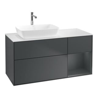 V&B Waschtischunterschrank Wandbeleuchtung Finion 120cm, Pl w m, Rg md m Lac, md bl. m Lac