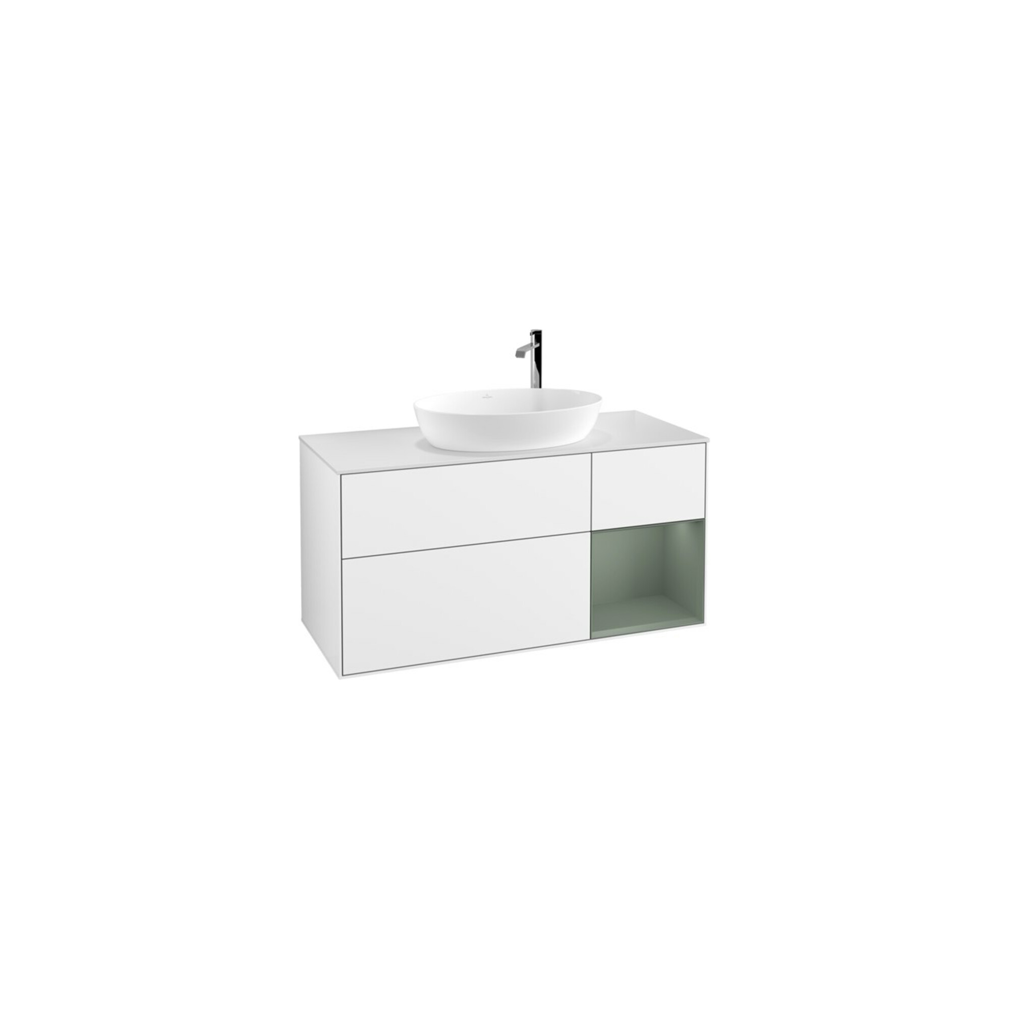 V&B Waschtischunterschrank Wandbeleuchtung Finion 120cm, Pl w m, Rg Ol m Lac, glo wh. Lac ; Villeroy & Boch