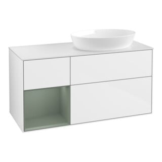 V&B Waschtischunterschrank Wandbeleuchtung Finion 120cm, Pl w m, Rg Ol m Lac, glo wh. Lac