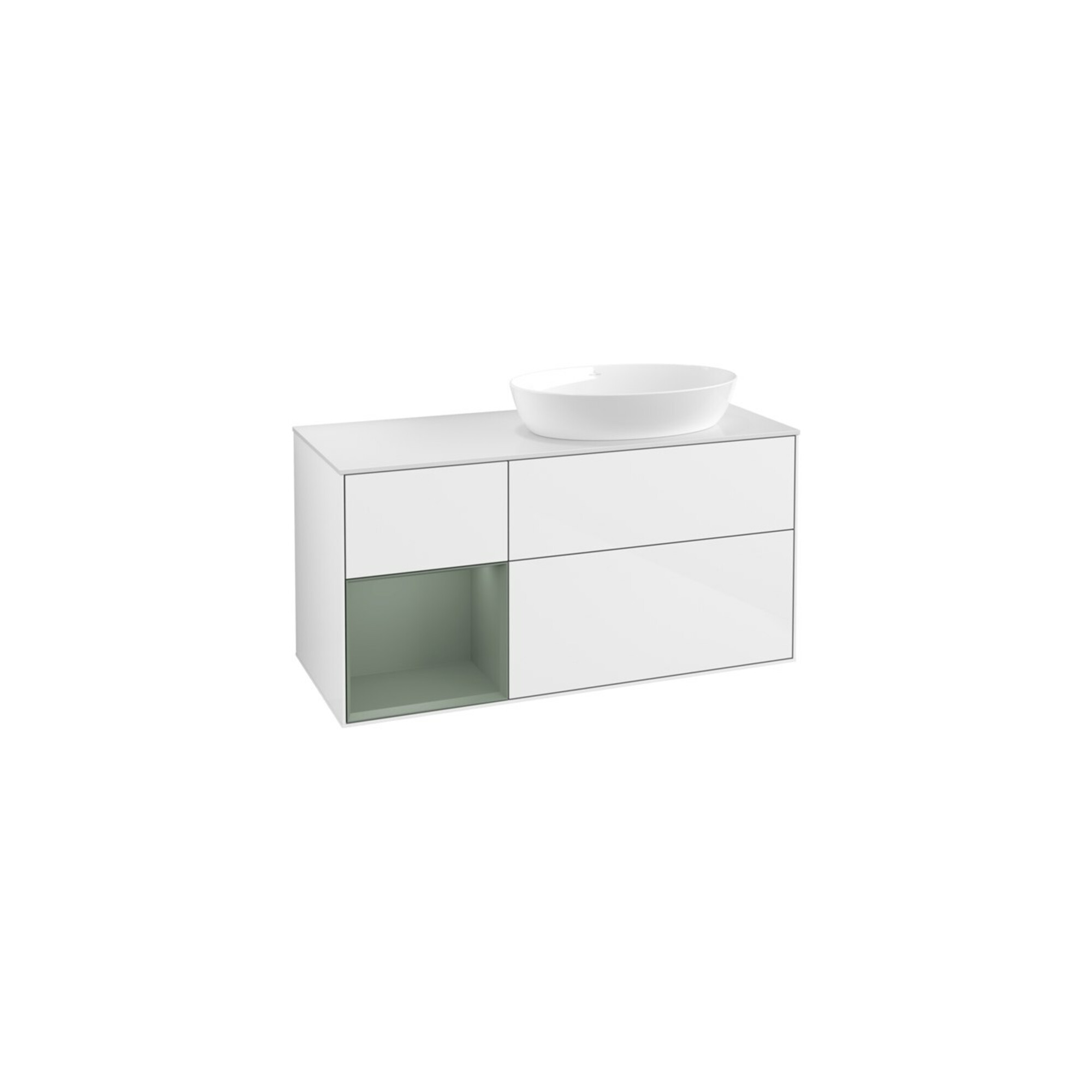 V&B Waschtischunterschrank Wandbeleuchtung Finion 120cm, Pl w m, Rg Ol m Lac, glo wh. Lac ; Villeroy & Boch
