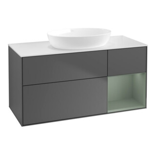V&B Waschtischunterschrank Wandbeleuchtung Finion 120cm, Pl w m, Rg Oli. m Lac, Anthrac. m