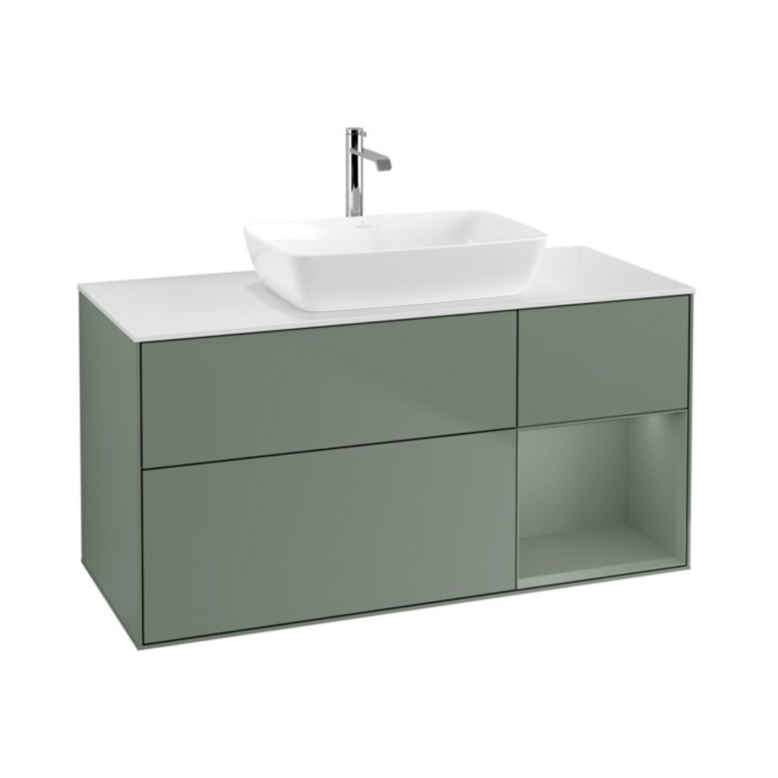 V&B Waschtischunterschrank Wandbeleuchtung Finion 120cm, Pl w m, Rg Oli. m Lac, Oli. m Lac