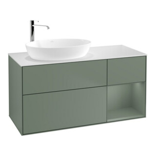 V&B Waschtischunterschrank Wandbeleuchtung Finion 120cm, Pl w m, Rg Oli. m Lac, Oli. m Lac