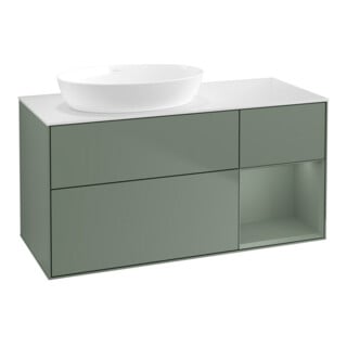 V&B Waschtischunterschrank Wandbeleuchtung Finion 120cm, Pl w m, Rg Oli. m Lac, Oli. m Lac