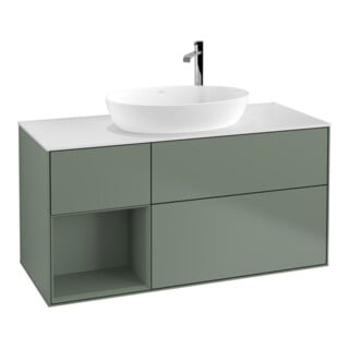 V&B Waschtischunterschrank Wandbeleuchtung Finion 120cm, Pl w m, Rg Oli. m Lac, Oli. m Lac