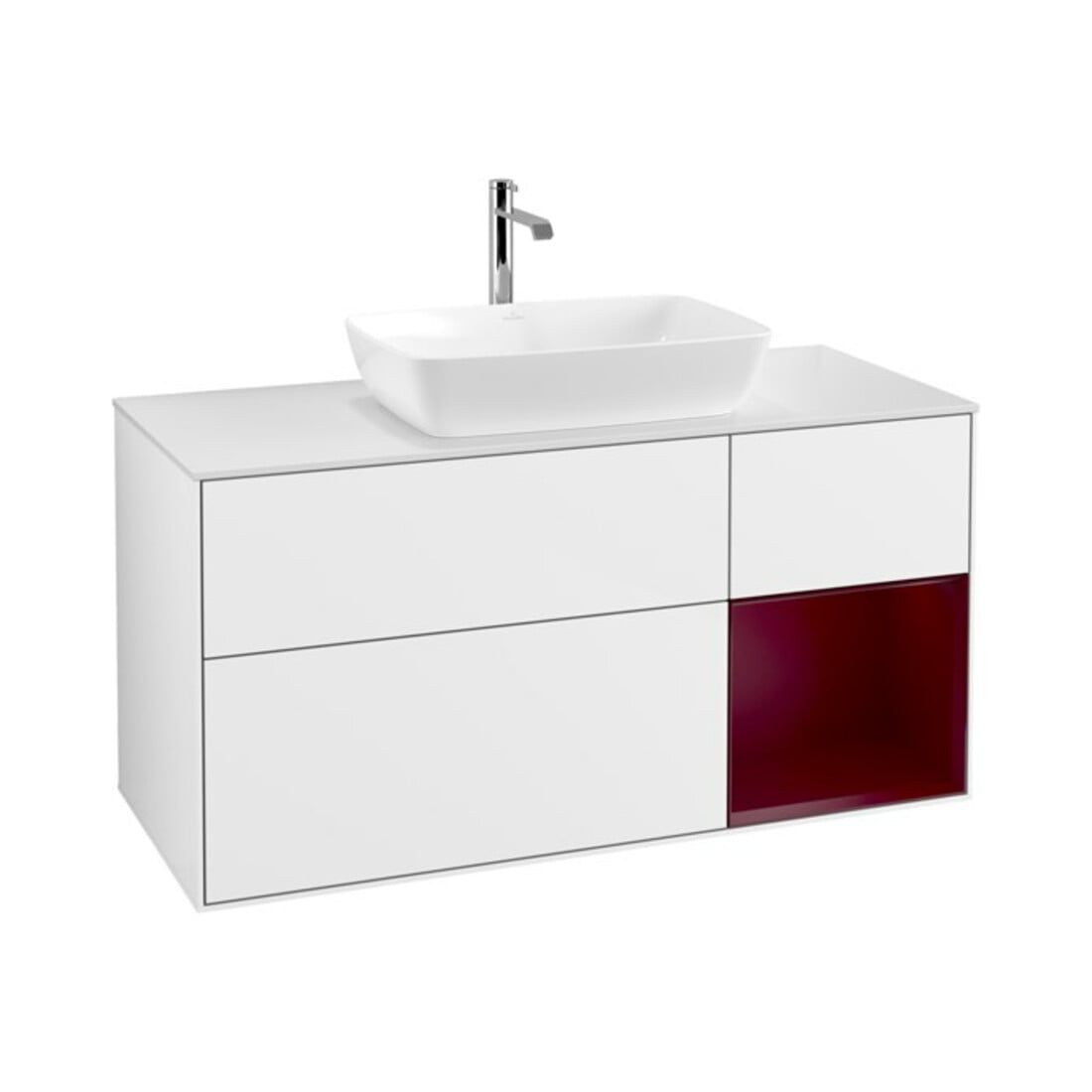 V&B Waschtischunterschrank Wandbeleuchtung Finion 120cm, Pl w m, Rg Peo m Lac, glo wh. Lac