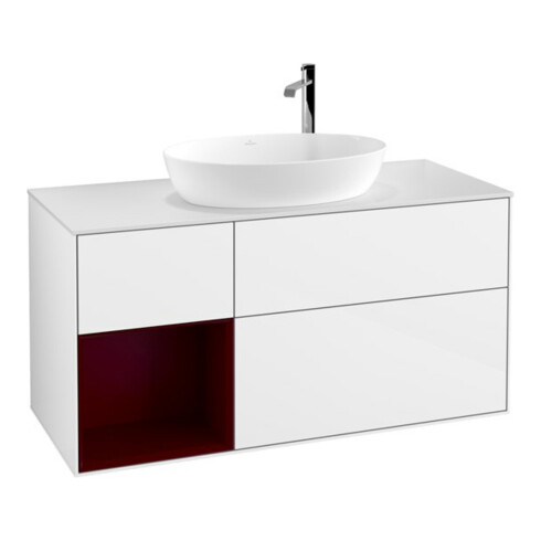 V&B Waschtischunterschrank Wandbeleuchtung Finion 120cm, Pl w m, Rg Peo m Lac, glo wh. Lac