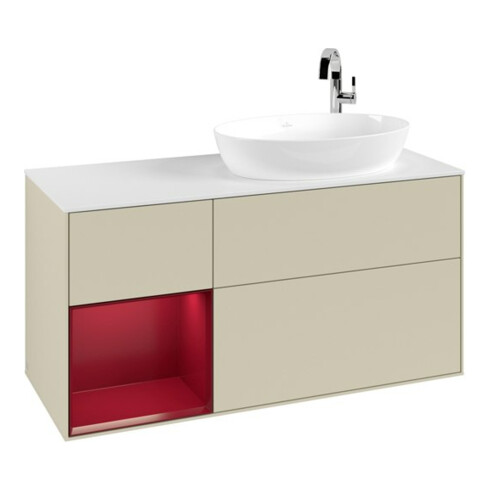 V&B Waschtischunterschrank Wandbeleuchtung Finion 120cm, Pl w m, Rg Peo m Lac, si Gr m Lac