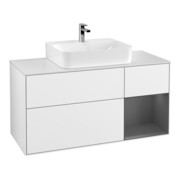 V&B Waschtischunterschrank Wandbeleuchtung Finion 120cm, Pl w m, Rg r A m, glo wh. Lac