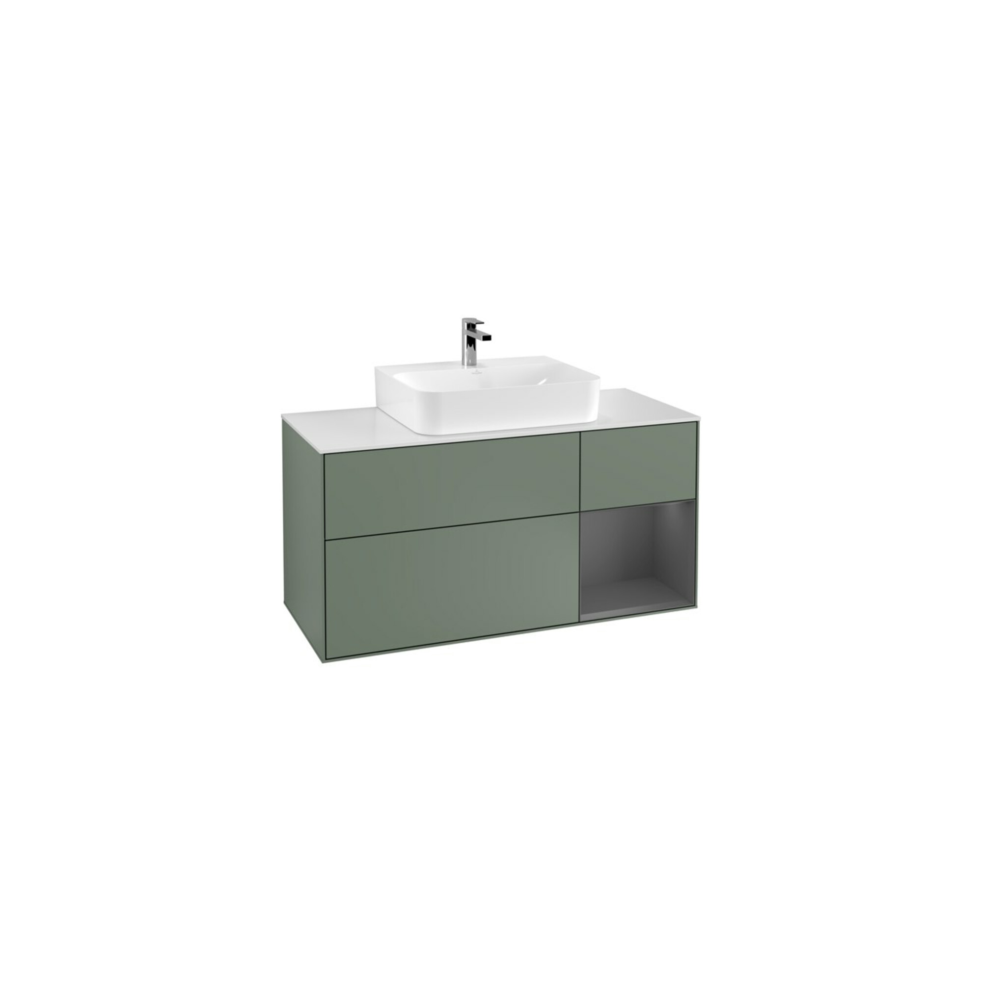V&B Waschtischunterschrank Wandbeleuchtung Finion 120cm, Pl w m, Rg r A m, Oli. m Lac ; Villeroy & Boch