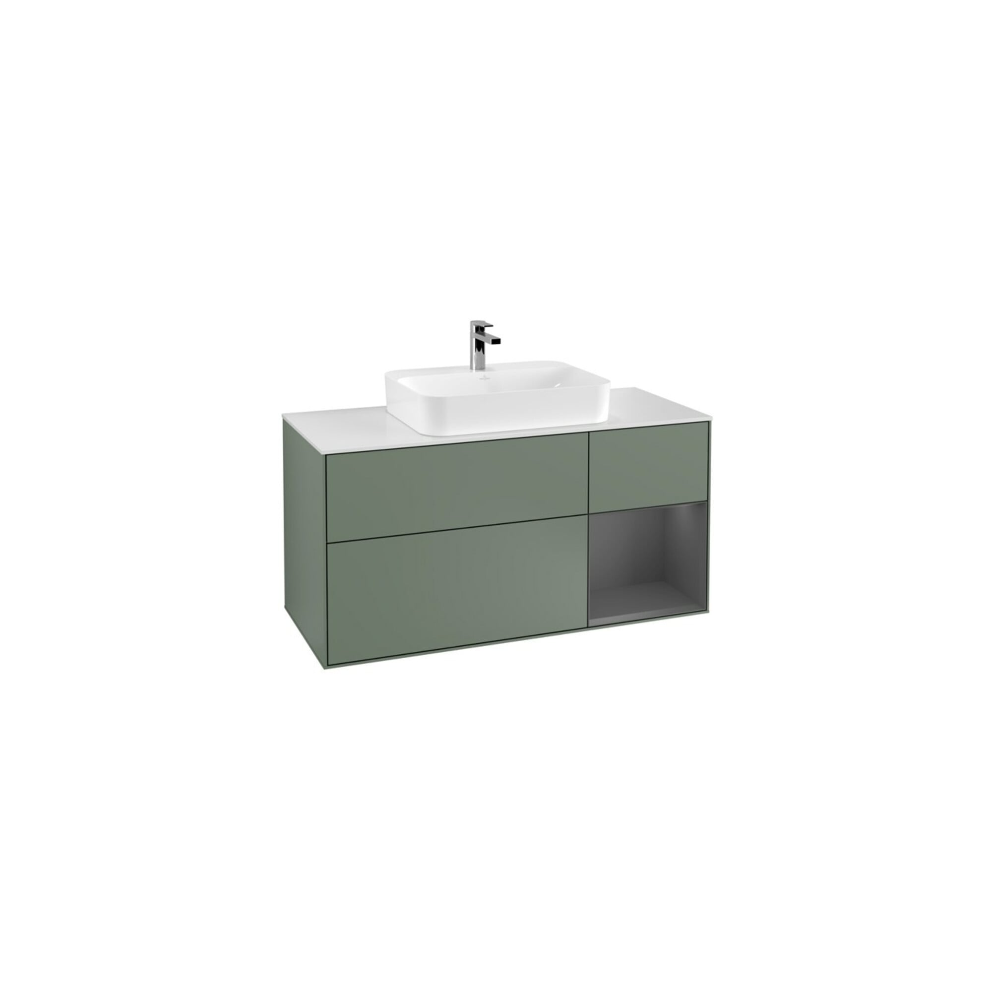 V&B Waschtischunterschrank Wandbeleuchtung Finion 120cm, Pl w m, Rg r A m, Oli. m Lac ; Villeroy & Boch