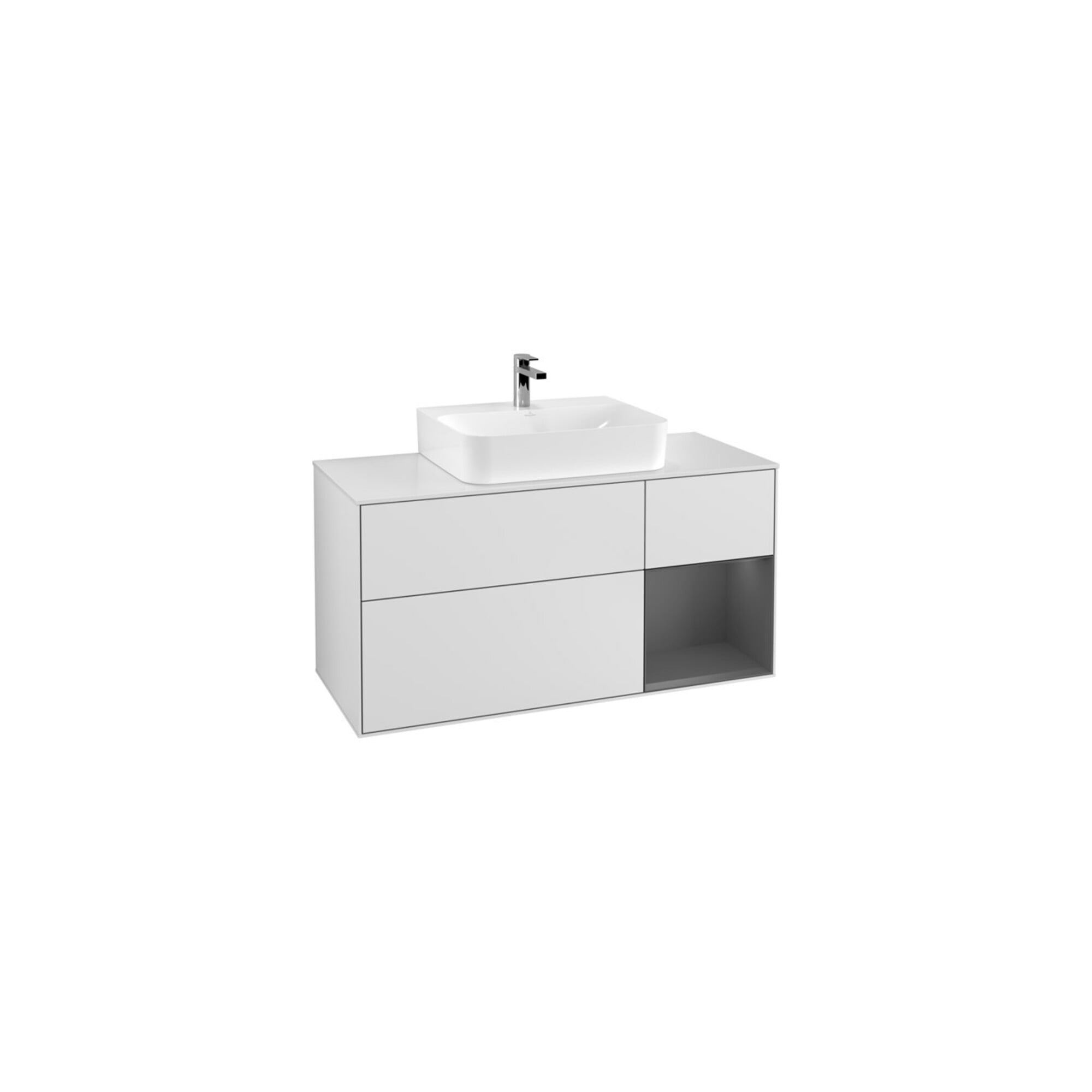 V&B Waschtischunterschrank Wandbeleuchtung Finion 120cm, Pl w m, Rg r A m, wh. m Lac ; Villeroy & Boch