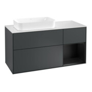 V&B Waschtischunterschrank Wandbeleuchtung Finion 120cm, Pl w m, Rg r b m La, md bl. m Lac