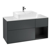V&B Waschtischunterschrank Wandbeleuchtung Finion 120cm, Pl w m, Rg r b m La, md bl. m Lac