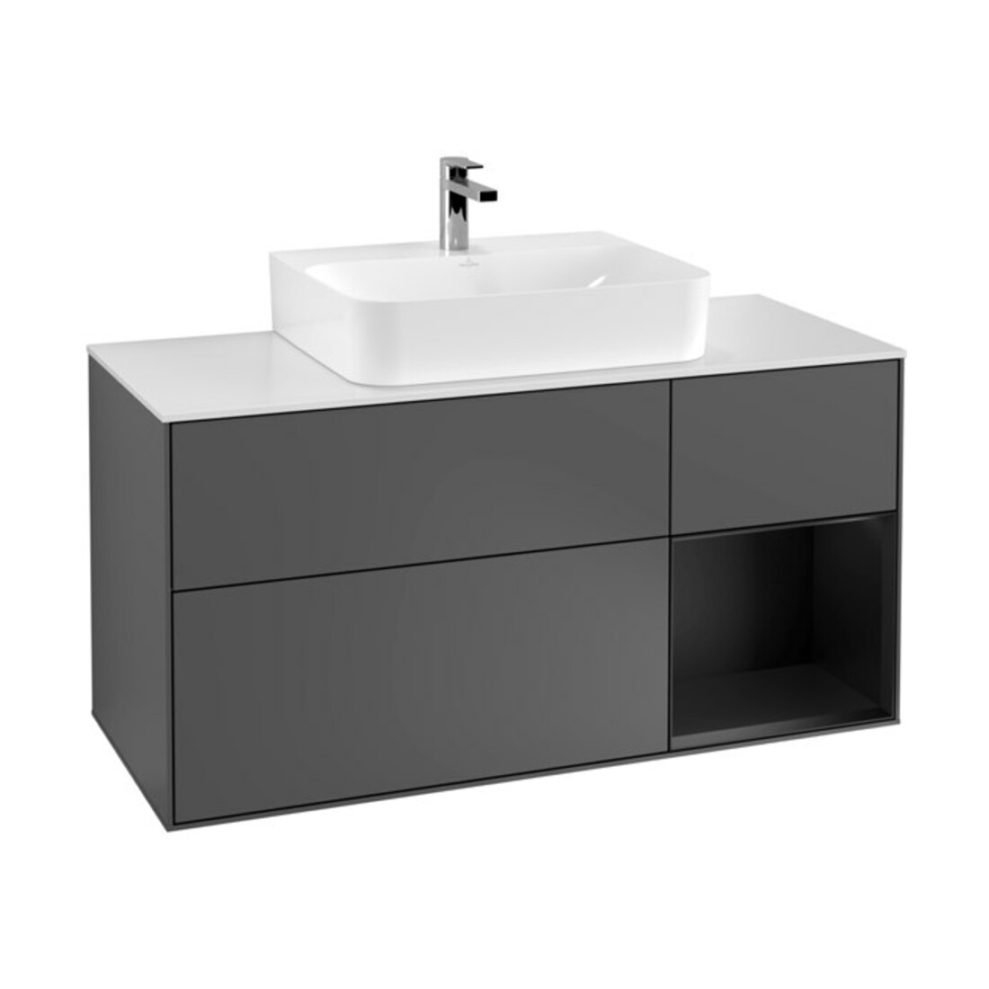 V&B Waschtischunterschrank Wandbeleuchtung Finion 120cm, Pl w m, Rg r b m Lac, Anthrac. m