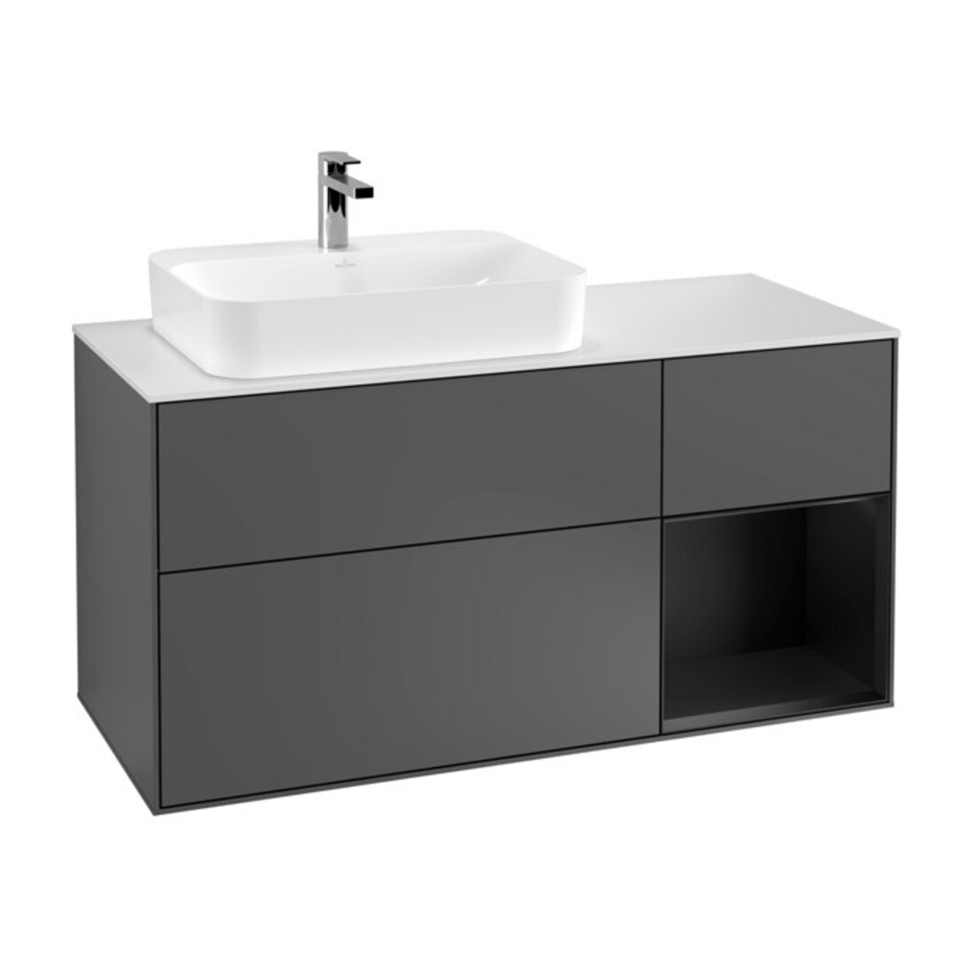 V&B Waschtischunterschrank Wandbeleuchtung Finion 120cm, Pl w m, Rg r b m Lac, Anthrac. m