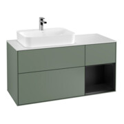 V&B Waschtischunterschrank Wandbeleuchtung Finion 120cm, Pl w m, Rg r b m Lac, Oli. m Lac