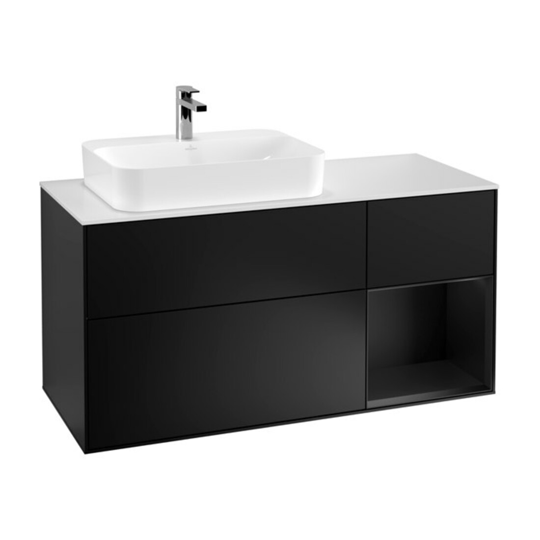 V&B Waschtischunterschrank Wandbeleuchtung Finion 120cm, Pl w m, Rg r bla m Lac, bla m Lac