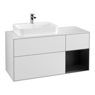 V&B Waschtischunterschrank Wandbeleuchtung Finion 120cm, Pl w m, Rg r bla m Lac, wh. m Lac