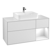 V&B Waschtischunterschrank Wandbeleuchtung Finion 120cm, Pl w m, Rg r g wh. Lac, wh. m Lac