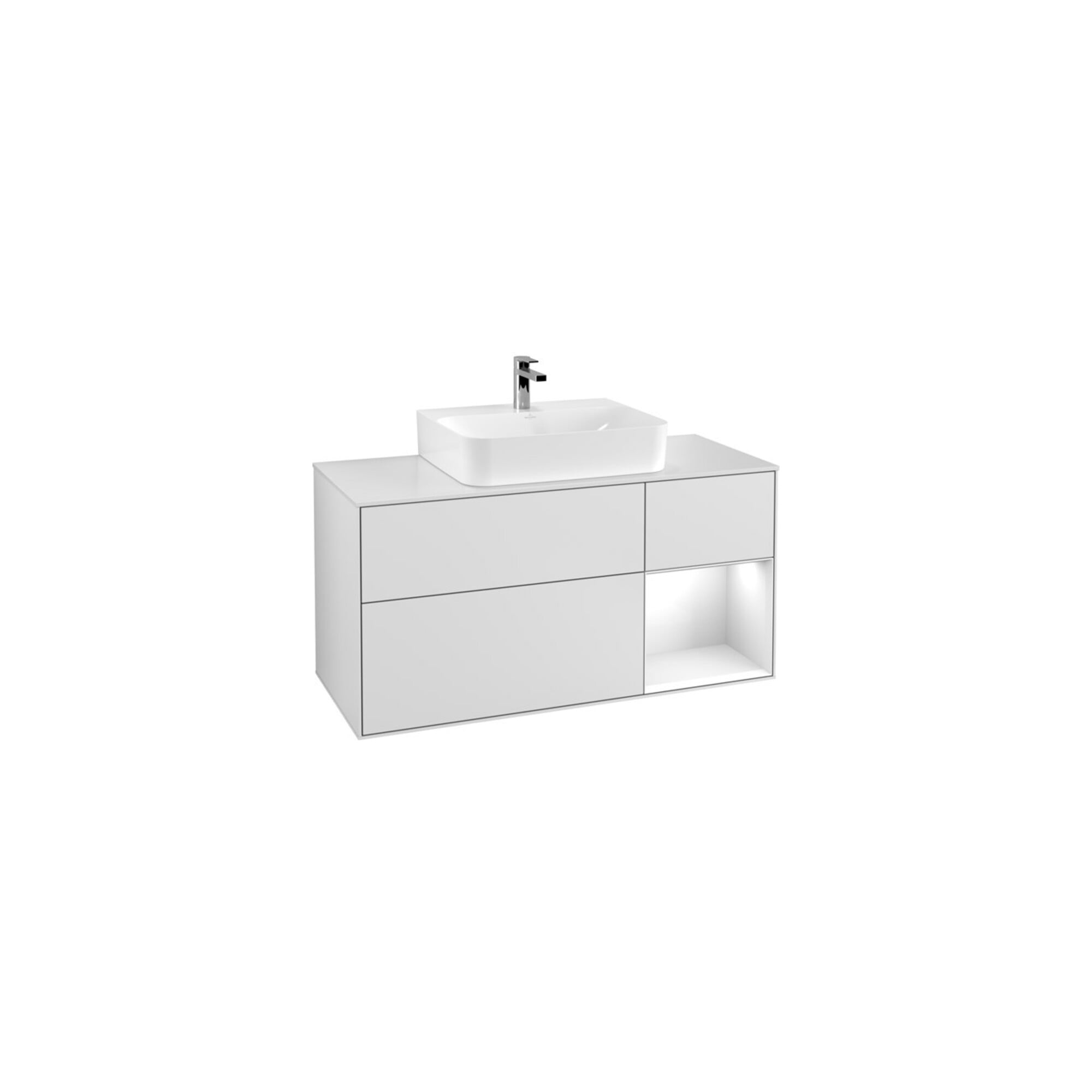 V&B Waschtischunterschrank Wandbeleuchtung Finion 120cm, Pl w m, Rg r g wh. Lac, wh. m Lac ; Villeroy & Boch