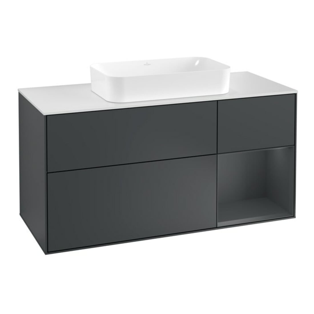 V&B Waschtischunterschrank Wandbeleuchtung Finion 120cm, Pl w m, Rg r md b m La, md b m La