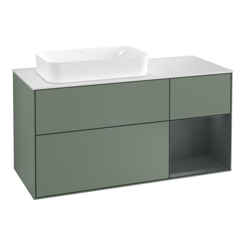 V&B Waschtischunterschrank Wandbeleuchtung Finion 120cm, Pl w m, Rg r md b m La, Ol m Lac