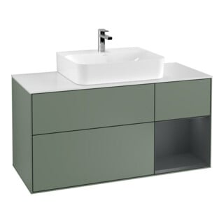 V&B Waschtischunterschrank Wandbeleuchtung Finion 120cm, Pl w m, Rg r md b m La, Ol m Lac