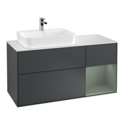 V&B Waschtischunterschrank Wandbeleuchtung Finion 120cm, Pl w m, Rg r Ol m La, md b m Lac