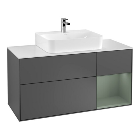 V&B Waschtischunterschrank Wandbeleuchtung Finion 120cm, Pl w m, Rg r Ol m Lac, Anthrac. m