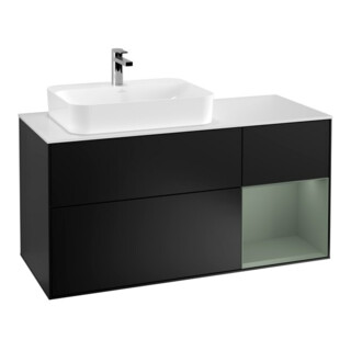 V&B Waschtischunterschrank Wandbeleuchtung Finion 120cm, Pl w m, Rg r Ol m Lac, bla m Lac